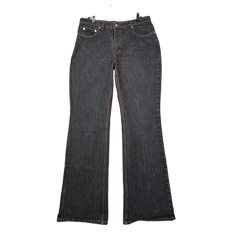 Jordache Black Flare Jeans Vintage High Rise Dark Wash Cotton Denim 11/12